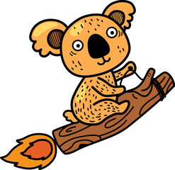 Hand drawn koala character illustration, vector