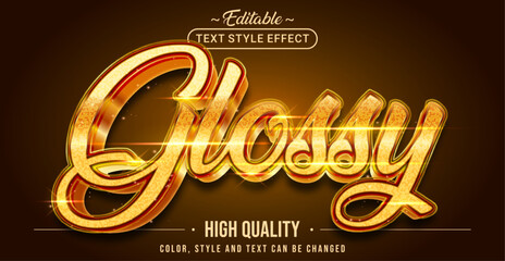 Editable text style effect - Glossy Gold text style theme.