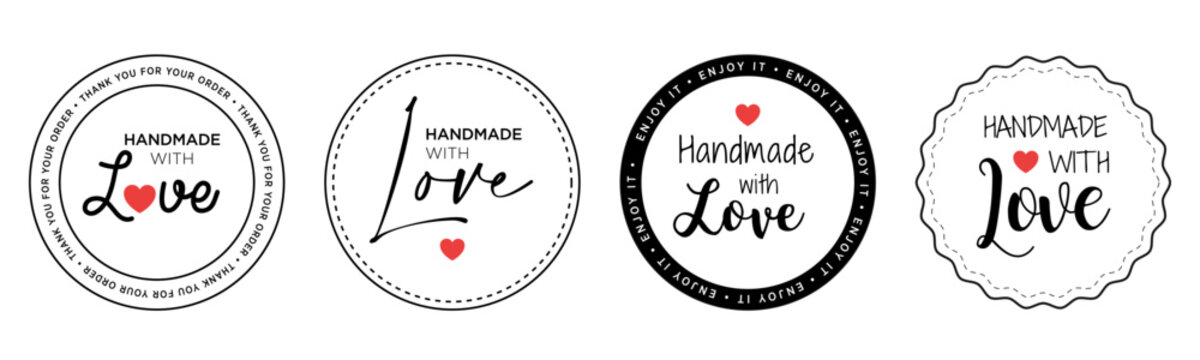 handmade with love set of stickers