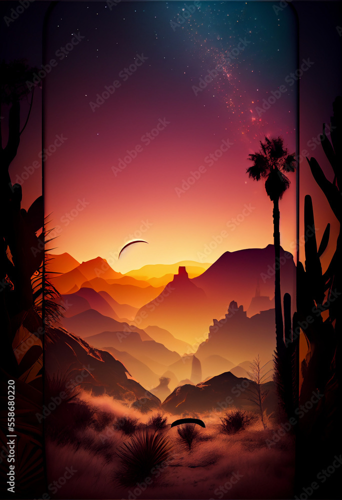 Wall mural sunset in the mountains