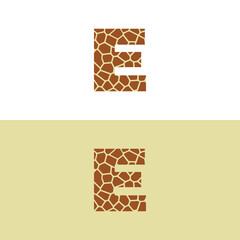 Letter E With Giraffe Skin Pattern Logo 001
