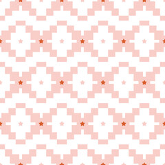 Abstract Ethnic Ikat Style Pixel Geometric Seamless Pattern Stars Squares Trendy Fashion Colors Perfect for Allover Print