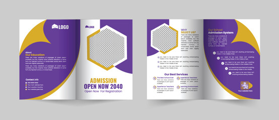 Creative and Modern School admission bifold brochure template, Bifold Brochure School education flyer vector layout. - obrazy, fototapety, plakaty