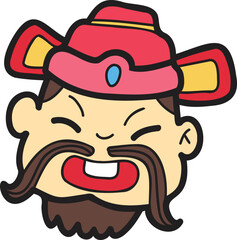 Obraz premium Hand Drawn Chinese Wealth God illustration