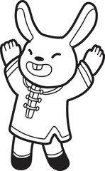 Hand Drawn Chinese rabbit smiling and happy illustration