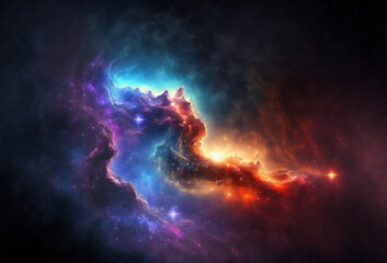 Abstract outer space endless nebula galaxy background. Generative ai - obrazy, fototapety, plakaty