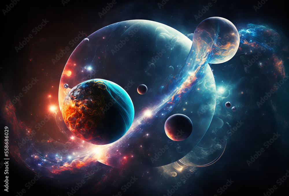Wall mural abstract outer space endless nebula galaxy background. generative ai