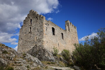 Fototapeta na wymiar View on the Tourbillon Castle which is a castle in Sion in the canton of Valais in Switzerland