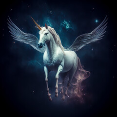 Obraz na płótnie Canvas a white horse with wings - Generative AI