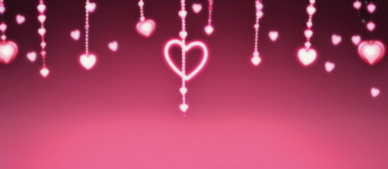 Illustration of valentine's day backdrop with hearts, warm colors. Copy space.