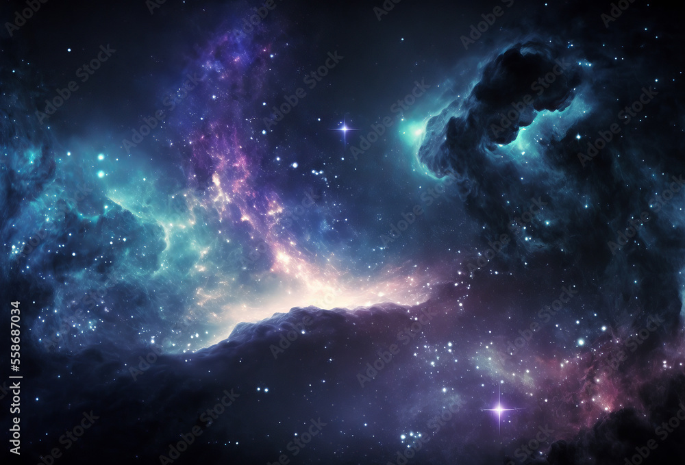 Wall mural abstract outer space endless nebula galaxy background. generative ai