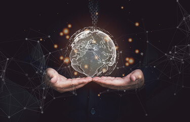 The concept of connecting the world with a network system borderless communication world Connecting...