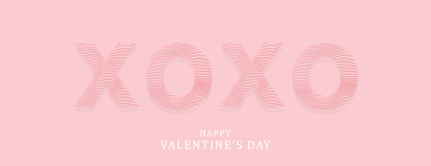 reative concept of Happy Valentines Day poster, card. Modern Design template XO XO with hearts, typography for celebration, decor, ads, branding, banner, cover