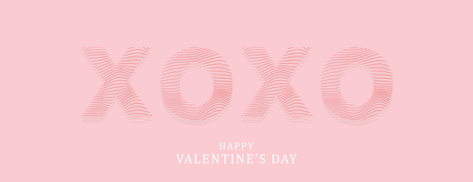 reative concept of Happy Valentines Day poster, card. Modern Design template XO XO with hearts, typography for celebration, decor, ads, branding, banner, cover