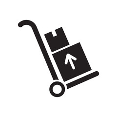 Delivery packages on a trolley symbol icon
