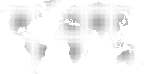 Gray dotted pattern world map, centered on Europe and Africa © yuruphoto