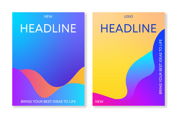 Set of cover templates with abstract gradient waves in a modern style. For brochures, booklets, banners, posters, business cards and other projects. For web and print.