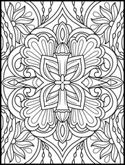 Abstract Flower Pattern Coloring page book for adults