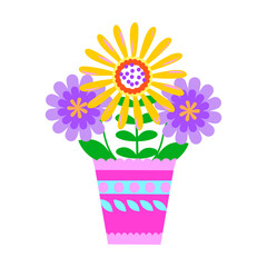 Colorful flower . Spring season. Flat style vector illustration. Isolated on white background.