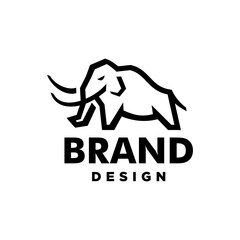mammoth elephant logo vector icon illustration. mammoth ancient animal line logo mascot design.