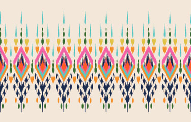 Ethnic pattern ikat seamless. Tribal African Indian traditional embroidery vector background. Aztec fabric carpet batik ornament chevron textile decoration wallpaper