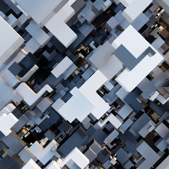 Futuristic abstract background design black and white cubes and shapes concept structure