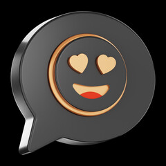 Premium Valentine's Day talking balloon emoji icon 3d rendering on isolated background