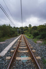 Fototapeta na wymiar countryside railroad track on mountain