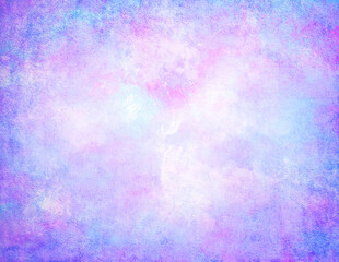 Colorful watercolor art background for cards, flyer, poster, banner and cover design. Hand drawn textured illustration. Dirty grunge aged backdrop. Painted vintage texture. Pink, blue and purple.
