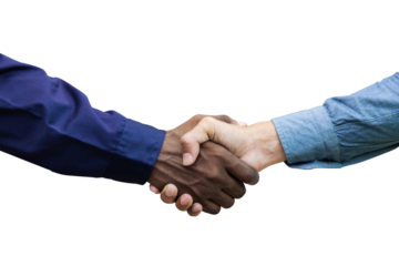construction workers shaking hands together with co-workers. Professional Team Cooperation Commitment. contract worker agreement. Concept merger. isolate