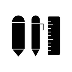 Pencil icon, pen and ruler. glyph related to education. line icon style. Simple vector design editable