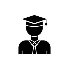 male student icon illustration with graduation cap. icon related to education. glyph icon style. Simple vector design editable