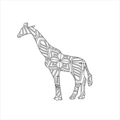 Animals mandala coloring page for kids and adult vector line art illustration