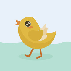 Cute yellow chick. Vector stock illustration.