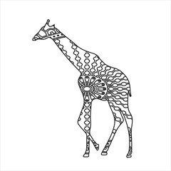 Animals mandala coloring page for kids and adult vector line art illustration