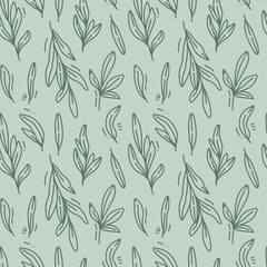 seamless pattern with leaves line