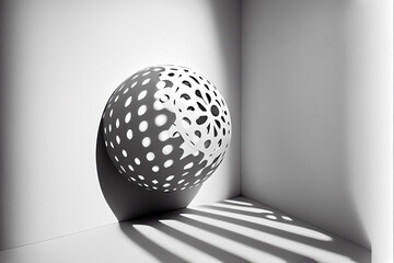 A three-dimensional sphere hollowed out at the corner of a wall