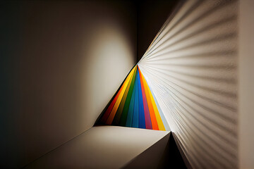 The sunlight is decomposed into seven colors through the prism