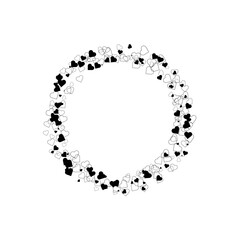 Round frame with black hearts.