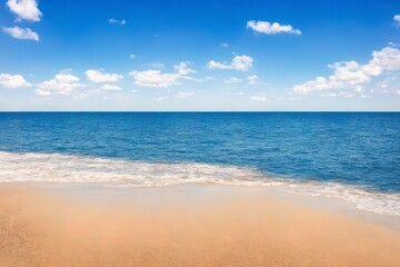 Fototapeta na wymiar Generative AI landscape beautiful beach. Seashore Under Blue Calm Sky during Daytime.