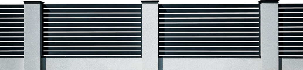 New fence made of metal profile with columns in a private house