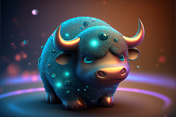 cute taurus sign, sign, taurus,zodiac, cosmos,neon, generated by ai