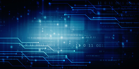 2d illustration Abstract futuristic electronic circuit technology background