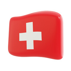 Flag of Switzerland icon illustration, Switzerland flag 3d render isolated