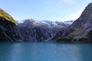 Obraz premium The Gelmersee is a reservoir in Bernese Oberland, Switzerland