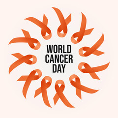 World Cancer Day ribbons around a circle