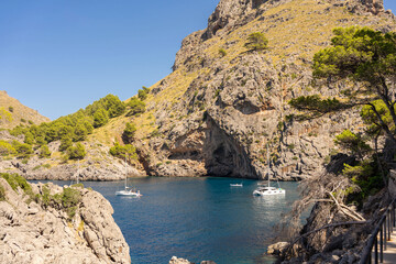 Fototapeta na wymiar Escorca Sa Calobra beach in Mallorca balearic island, Spain.