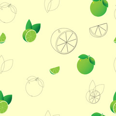 Lime pattern from whole, half and lime slices.