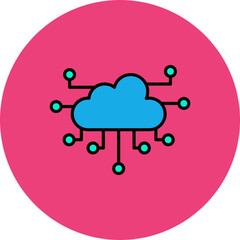 Cloud Computing Multicolor Circle Filled Line Icon