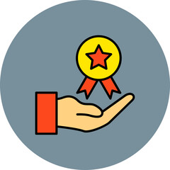 Award Multicolor Circle Filled Line Icon